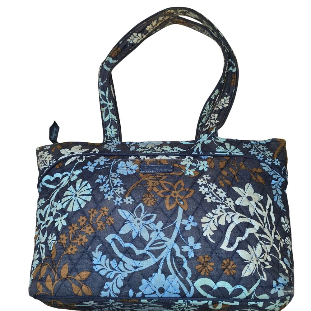 Retired Vera Bradley Java Floral Pattern Purse Blue Brown